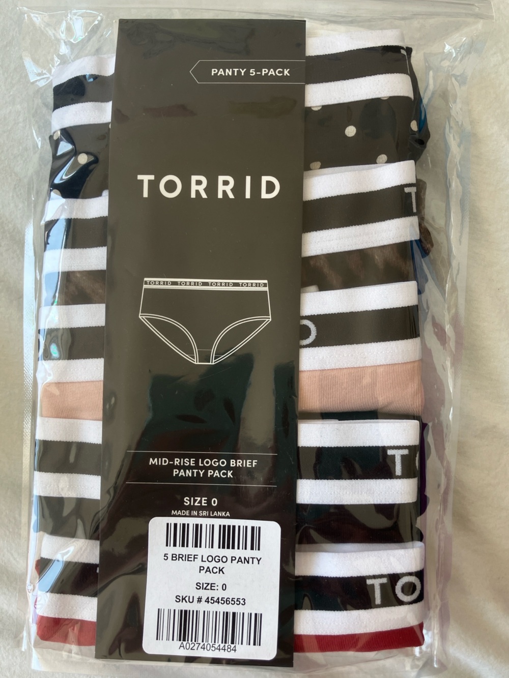 Torrid - 5-Pack 93% Cotton Mid-Rise Logo Brief Panties - Size 0/12 - NWT